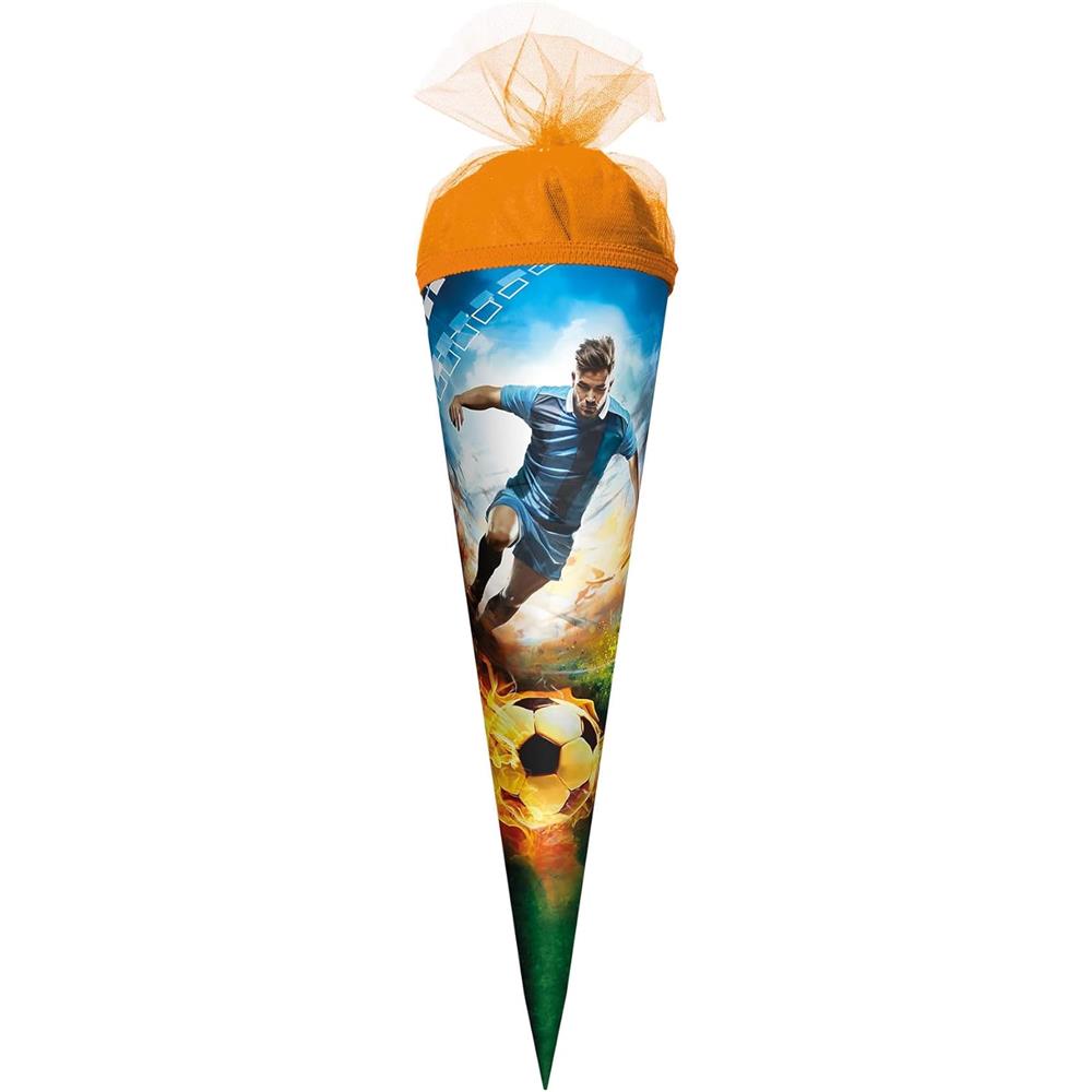 Roth Schultüte Fußballer/Soccer, 22cm, rund, Tüllverschluss