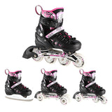 4in1 LED Inliner Schlittschuhe Rollschuhe Gr. 35-38, Rosa, verstellbar | NILS EXTREME NH10905
