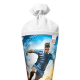 Roth Schultüte Fußballer/Soccer, 70cm, rund, Rot(h)-Spitze, Filzverschluss, mit Sound