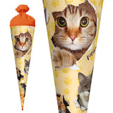 Roth Schultüte Katzenparty, 70cm, rund, Rot(h)-Spitze, Filzverschluss