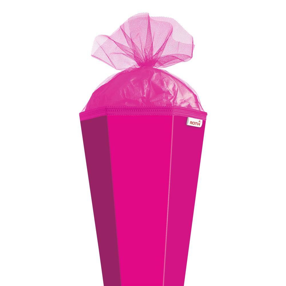 Roth Schultüte-Rohling/Basteltüte, pink, 85cm, eckig, Rot(h)-Spitze, mit Tüllverschluss
