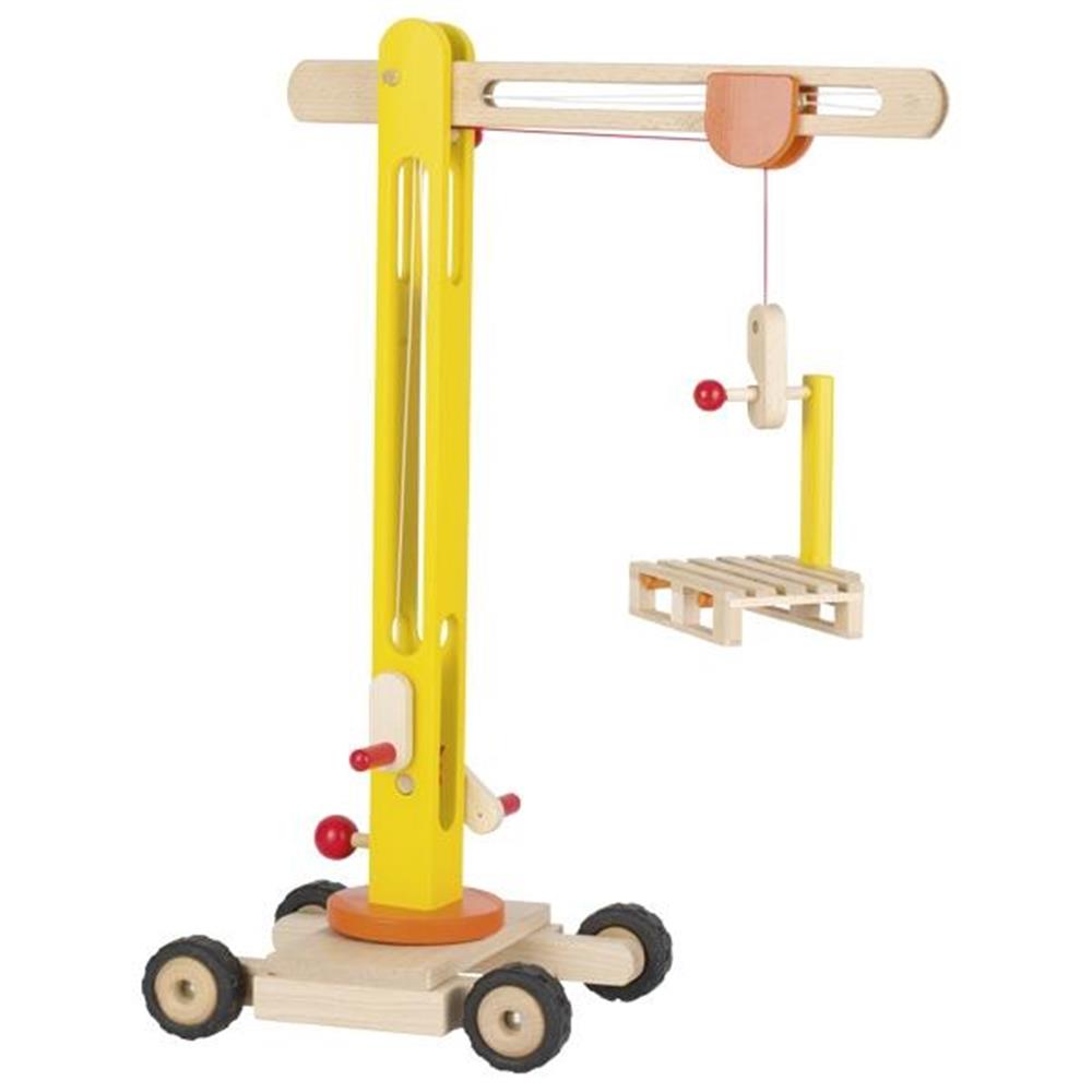 goki Baufahrzeug aus Holz - Drehkran, 64 cm