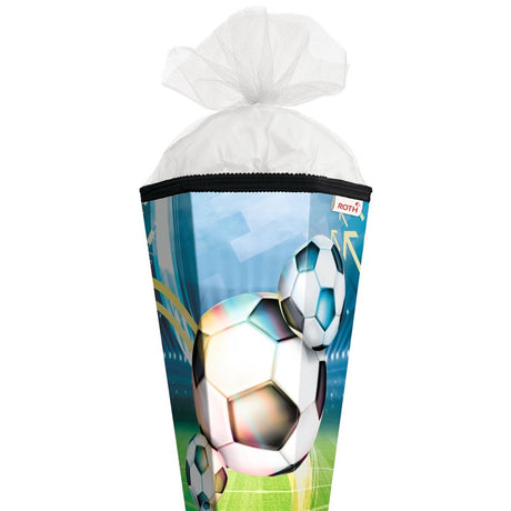 Roth Schultüte Fußball, 85cm, eckig, Rot(h)-Spitze, Tüllverschluss