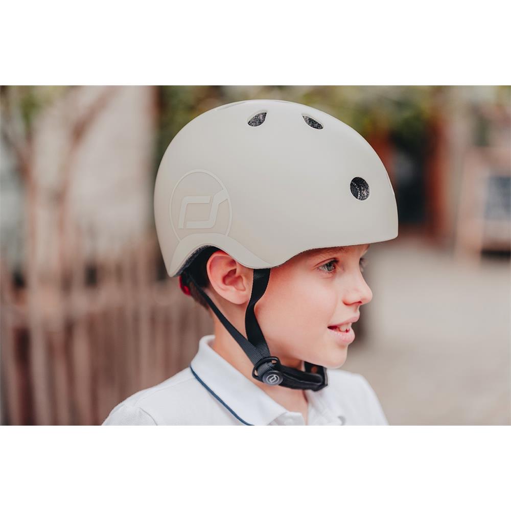 Scoot & Ride Kinderhelm Größe S-M (51-55 cm) ash - Schutzhelm mit LED-Licht