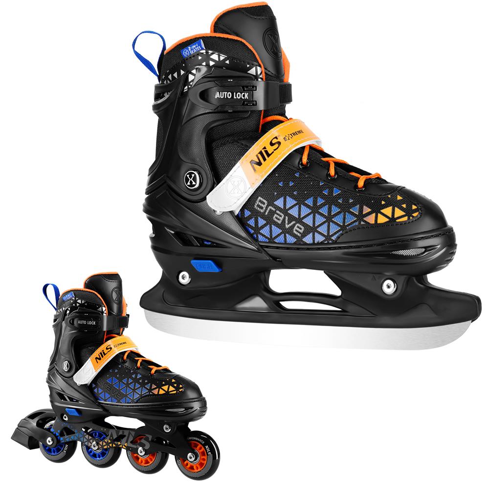 2in1 Inliner Schlittschuhe Gr. 29-33, Blau, verstellbar | NILS EXTREME NH18190A BRAVE