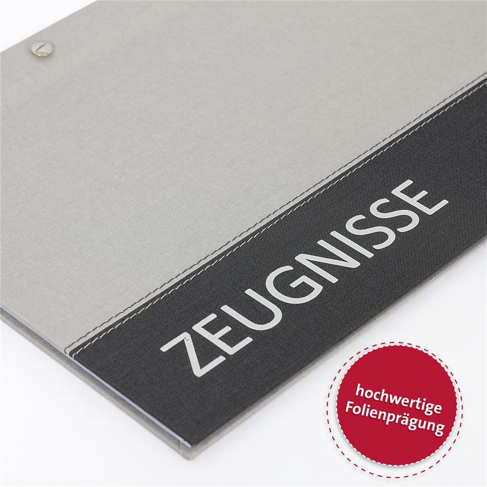 Roth Zeugnismappe Spectrum Grey, mit 12 A4 Klarsichthüllen, im Buchleineinband