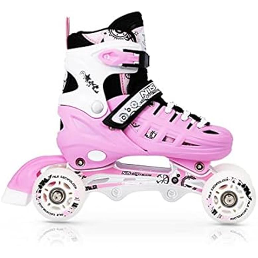 4in1 Inliner Schlittschuhe Rollschuhe Gr. 31-34, Rosa, verstellbar | NILS EXTREME NH10905