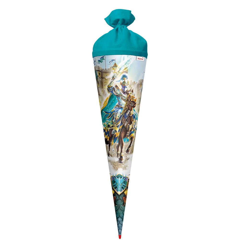 Roth Schultüte Ritter, 70cm, rund, Rot(h)-Spitze, Filzverschluss