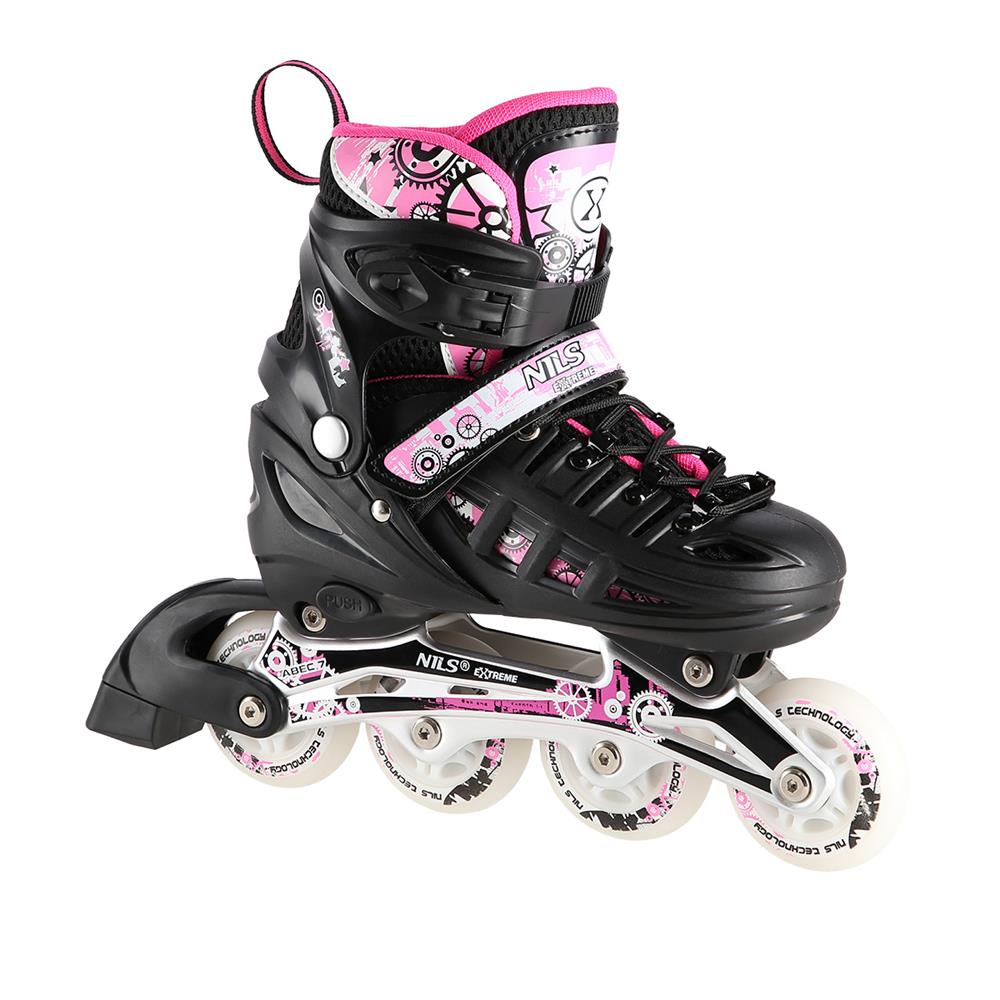4in1 LED Inliner Schlittschuhe Rollschuhe Gr. 39-42, Rosa, verstellbar | NILS EXTREME NH10905