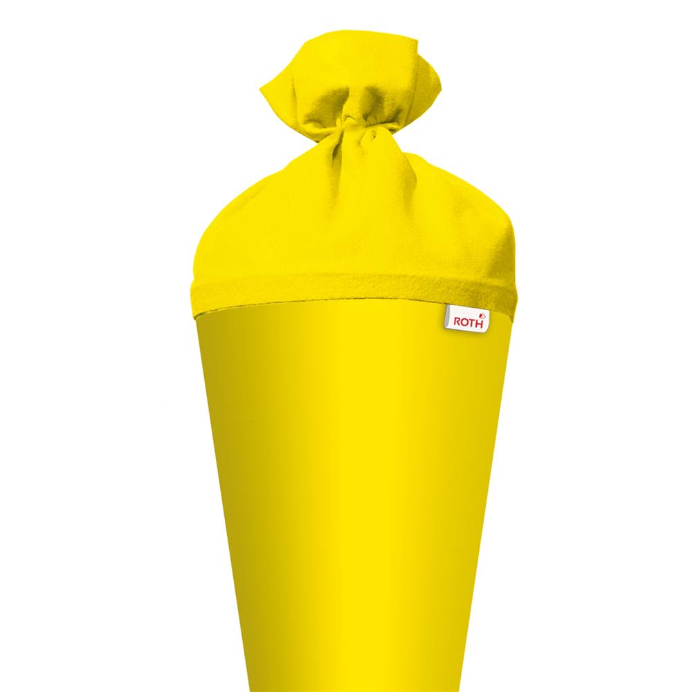 Roth Schultüte-Rohling/Basteltüte, gelb, 70cm, rund, Rot(h)-Spitze, mit Filzverschluss