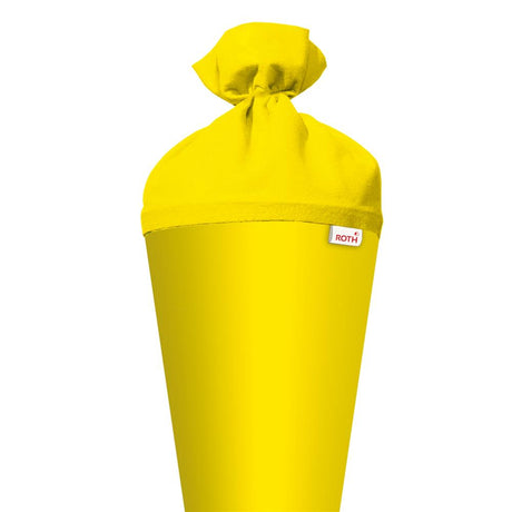 Roth Schultüte-Rohling/Basteltüte, gelb, 70cm, rund, Rot(h)-Spitze, mit Filzverschluss