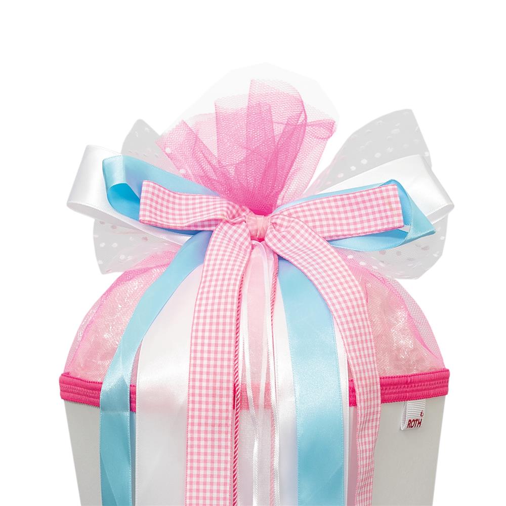Roth Schultütenschleife "White Dream" (Rosa, Blau, Weiß) fix und fertig gebunden