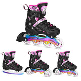 4in1 LED Inliner Schlittschuhe Rollschuhe Gr. 31-34, Pink-Rainbow, verstellbar | NILS EXTREME NH10905