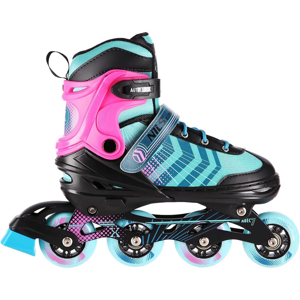 4in1 Inliner Schlittschuhe Rollschuhe Gr. 29-33, Schwarz-Violett, verstellbar | NILS EXTREME NH18192A