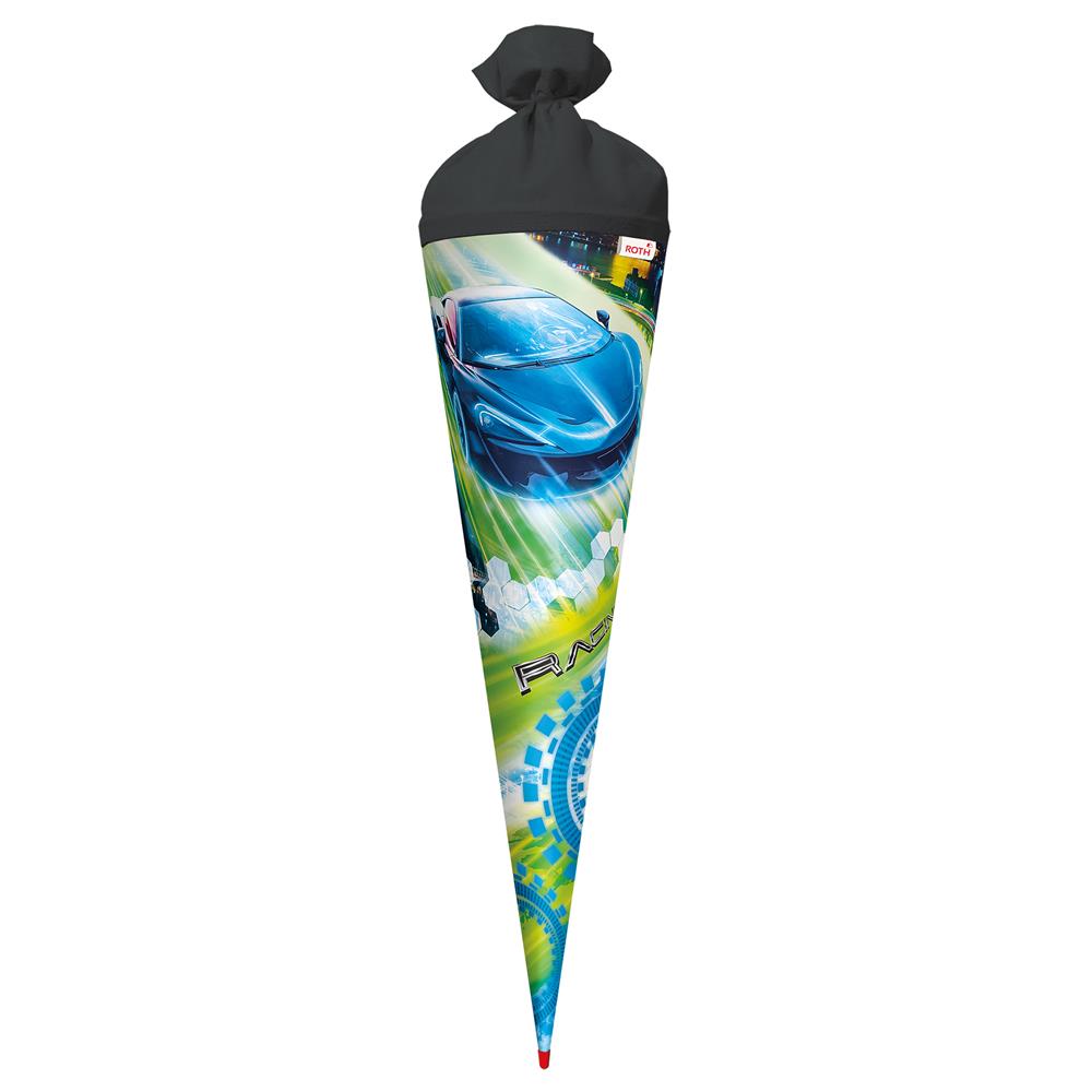 Roth Schultüte Racing, 70cm, rund, Rot(h)-Spitze, Filzverschluss