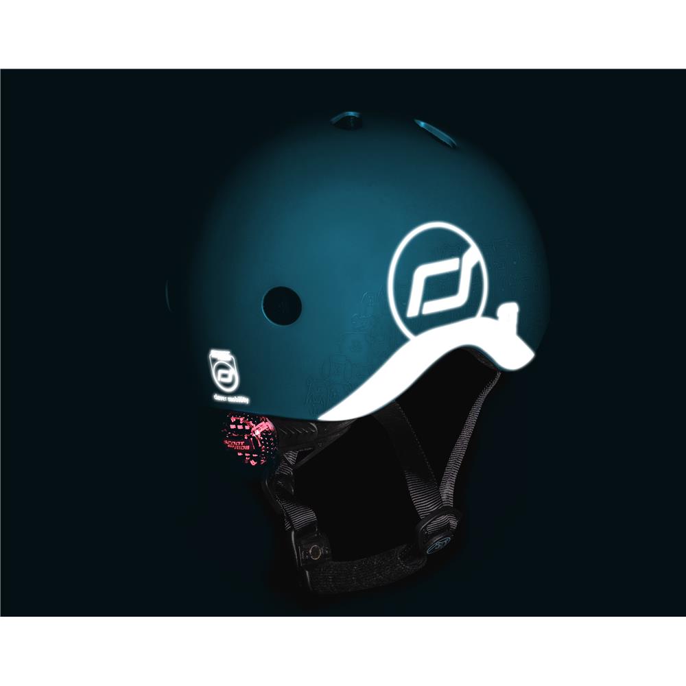 Scoot & Ride Reflektierender Kinderhelm Größe XXS-S (45-51 cm) steel - mit LED-Licht