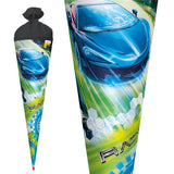 Roth Schultüte Racing, 70cm, rund, Rot(h)-Spitze, Filzverschluss