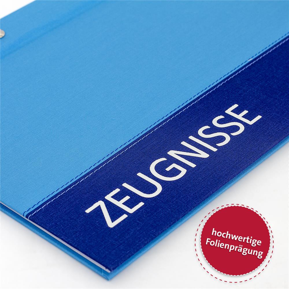 Roth Zeugnismappe Spectrum Blue, mit 12 A4 Klarsichthüllen, im Buchleineinband