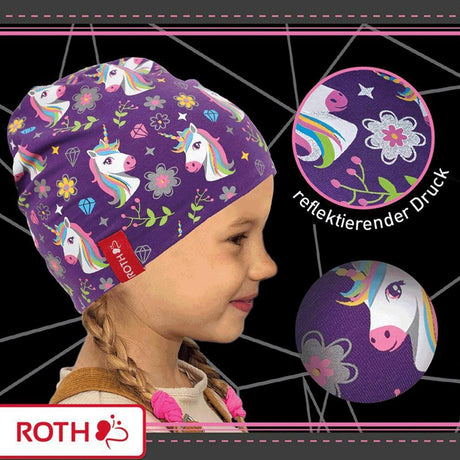 Roth ReflActions Jersey-Beanie Einhorn, 5-8 Jahre, 50-54cm, mit reflektierende Details