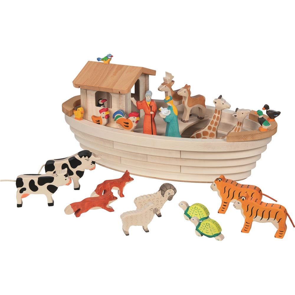 Holztiger Arche Noah mit abnehmbarer Kajüte, Holzspielzeug, ab 3 Jahren