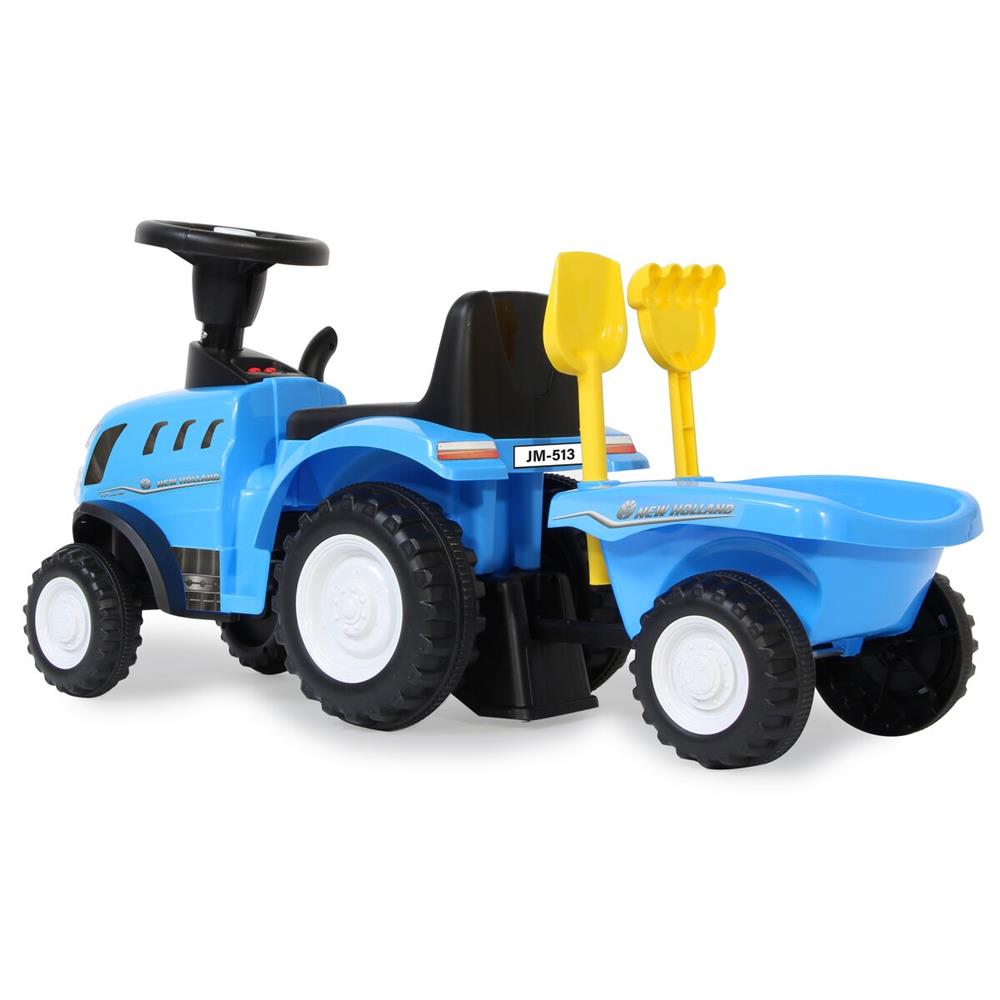Jamara Rutscher New Holland T7 Traktor blau - Rutschfahrzeug, mit Anhänger