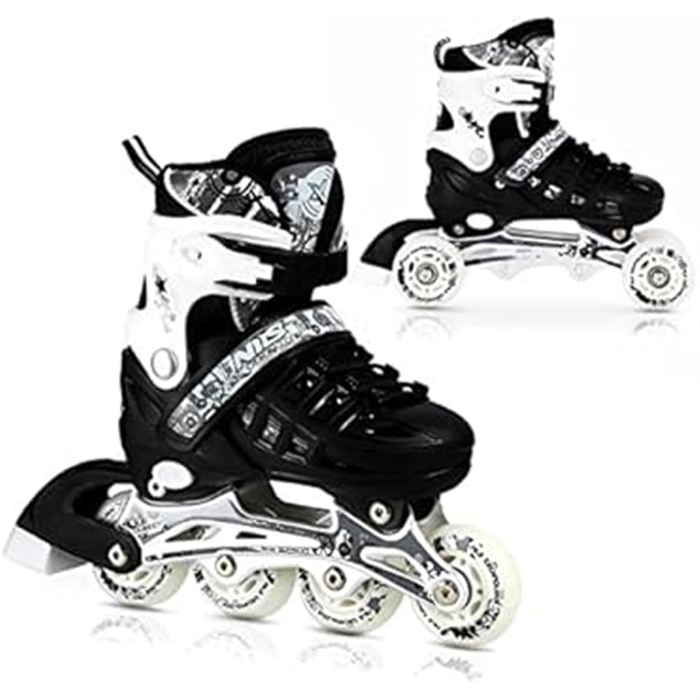 4in1 Inliner Schlittschuhe Rollschuhe Gr. 39-42, Schwarz, verstellbar | NILS EXTREME NH10905