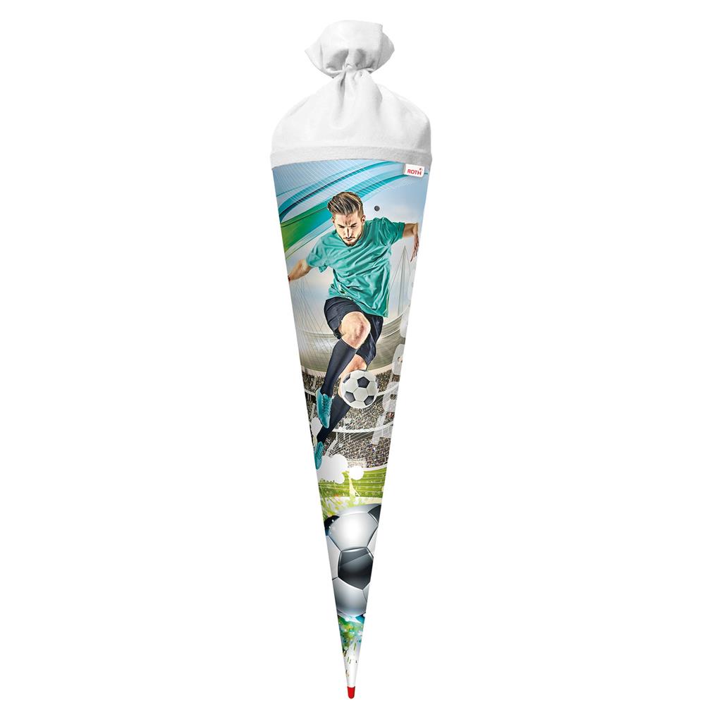Roth Schultüte Fußballstar, 70cm, rund, Rot(h)-Spitze, Filzverschluss, mit Sound