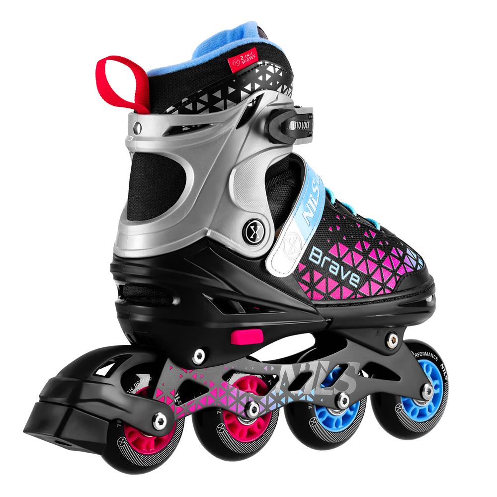 2in1 Inliner Schlittschuhe Gr. 29-33, Rosa, verstellbar | NILS EXTREME NH18190A BRAVE