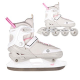 2in1 Inliner Schlittschuhe Gr. 39-43, Grau-Rosa, verstellbar | NILS EXTREME NH18188A
