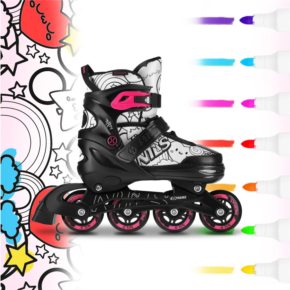 4in1 Inliner Schlittschuhe Rollschuhe Gr. 35-38, verstellbar | NILS EXTREME NH10907 TINTY