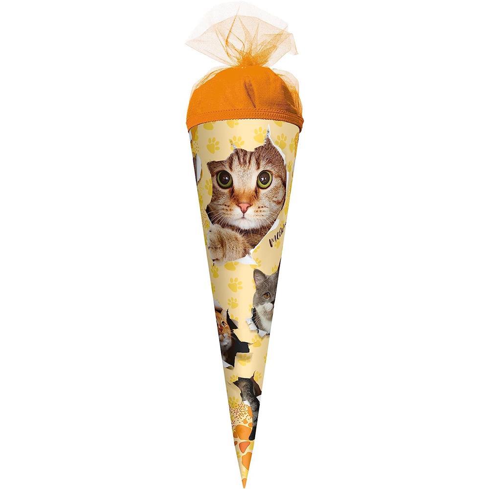 Roth Schultüte Katzenparty, 35cm, rund, Tüllverschluss