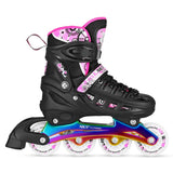 4in1 LED Inliner Schlittschuhe Rollschuhe Gr. 39-42, Pink-Rainbow, verstellbar | NILS EXTREME NH10905