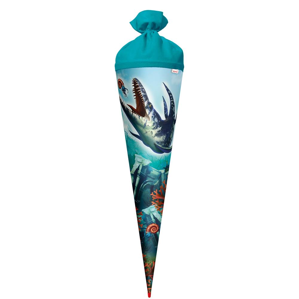 Roth Schultüte Dino Mosasaurus, 70cm, rund, Rot(h)-Spitze, Filzverschluss