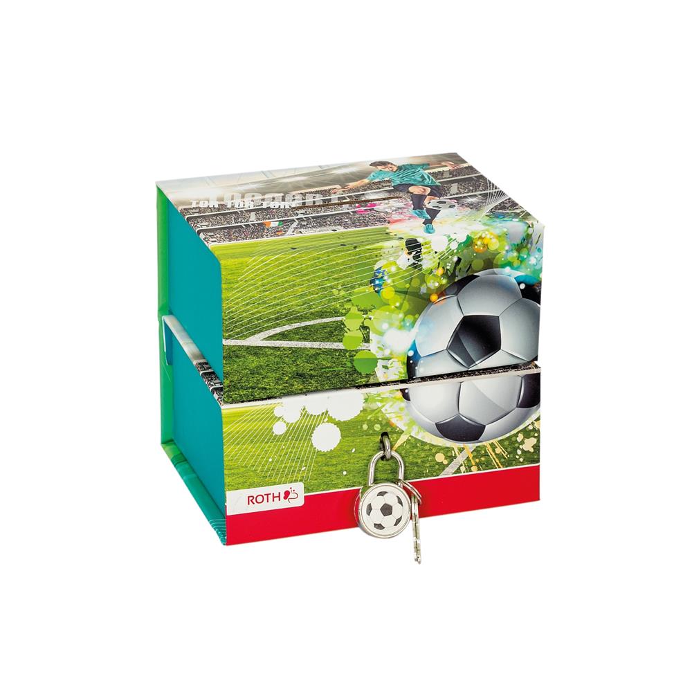 Roth Spardose Fußballstar, mit 2 getrennten Boxen, mit Magnet und Vorhängeschloss