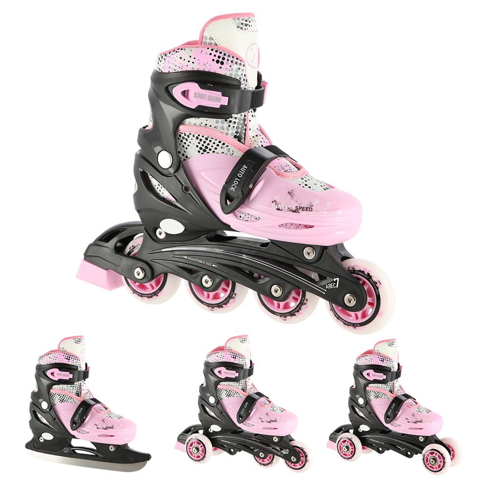 4in1 Inliner Schlittschuhe Rollschuhe Gr. 31-34, Rosa, verstellbar | NILS EXTREME NH18331