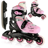 4in1 Inliner Schlittschuhe Rollschuhe Gr. 35-38, Rosa, verstellbar | NILS EXTREME NH18331