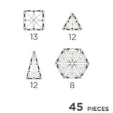 Cleverclixx Geometrie-Bausatz in Pastellfarben 45 Teile, geometrische Bausteine, Magnetspielzeug