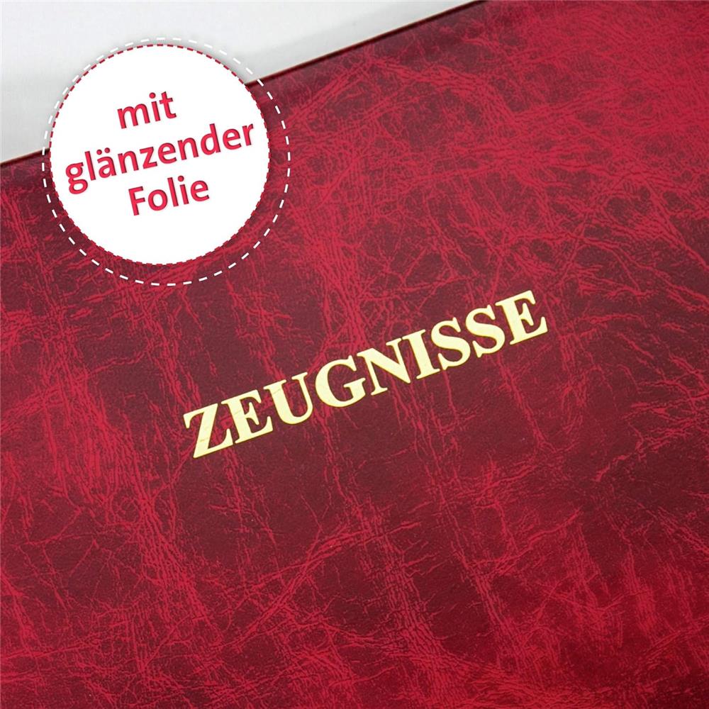 Roth Zeugnismappe in Lederoptik Dunkelrot, mit 12 A4 Klarsichthüllen, dokumentenecht