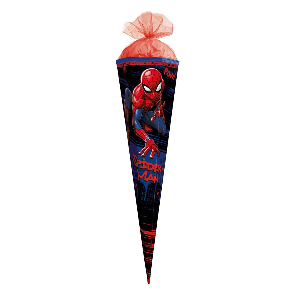 Roth Schultüte Marvel Spiderman, 85cm, eckig, Rot(h)-Spitze, Tüllverschluss, Spezialborte