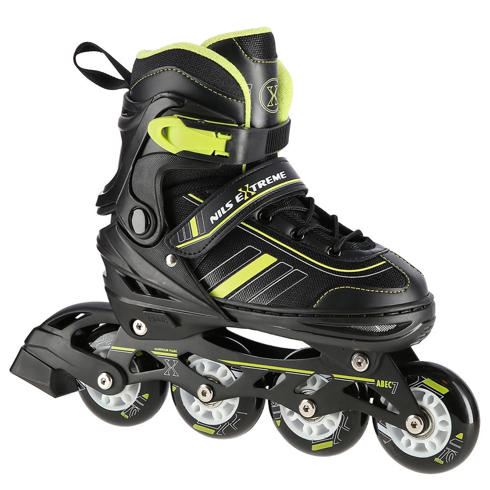 2in1 Inliner Schlittschuhe Gr. 39-43, Schwarz-Limettengrün, verstellbar | NILS EXTREME NH18191