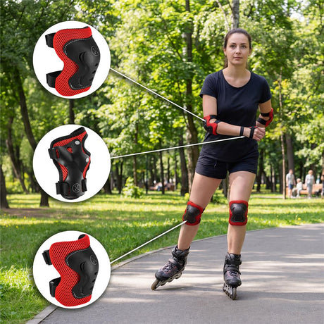 NILS EXTREME H320 Schoner-Set, Rot, Größe XL - Protektoren Handgelenk Ellenbogen Knie