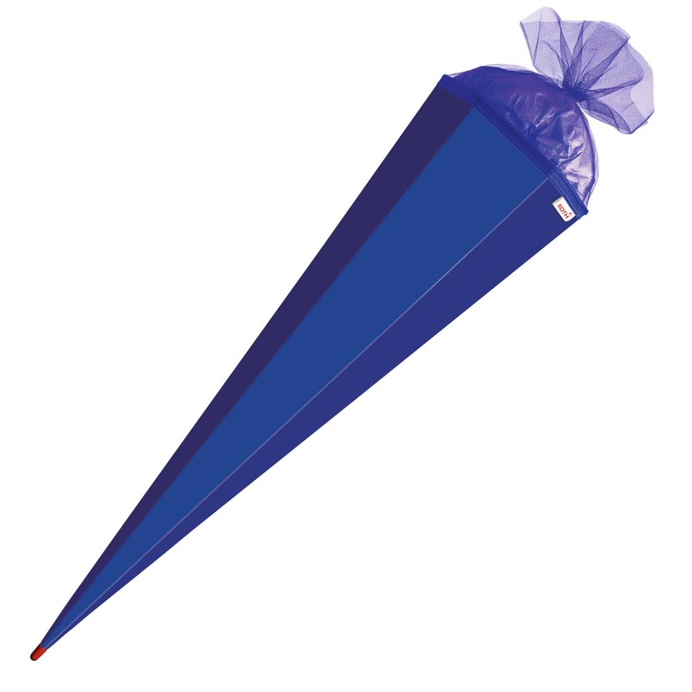 Roth Schultüte-Rohling/Basteltüte, ultramarinblau, 85cm, eckig, Rot(h)-Spitze, mit Tüllverschluss