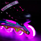 4in1 LED Inliner Schlittschuhe Rollschuhe Gr. 39-42, Pink-Rainbow, verstellbar | NILS EXTREME NH10905