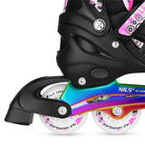 4in1 LED Inliner Schlittschuhe Rollschuhe Gr. 35-38, Pink-Rainbow, verstellbar | NILS EXTREME NH10905