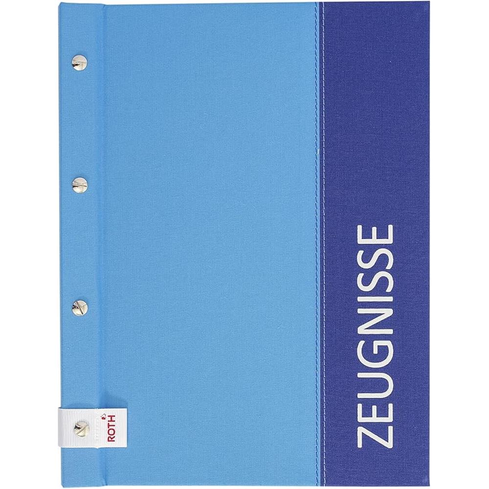 Roth Zeugnismappe Spectrum Blue, mit 12 A4 Klarsichthüllen, im Buchleineinband