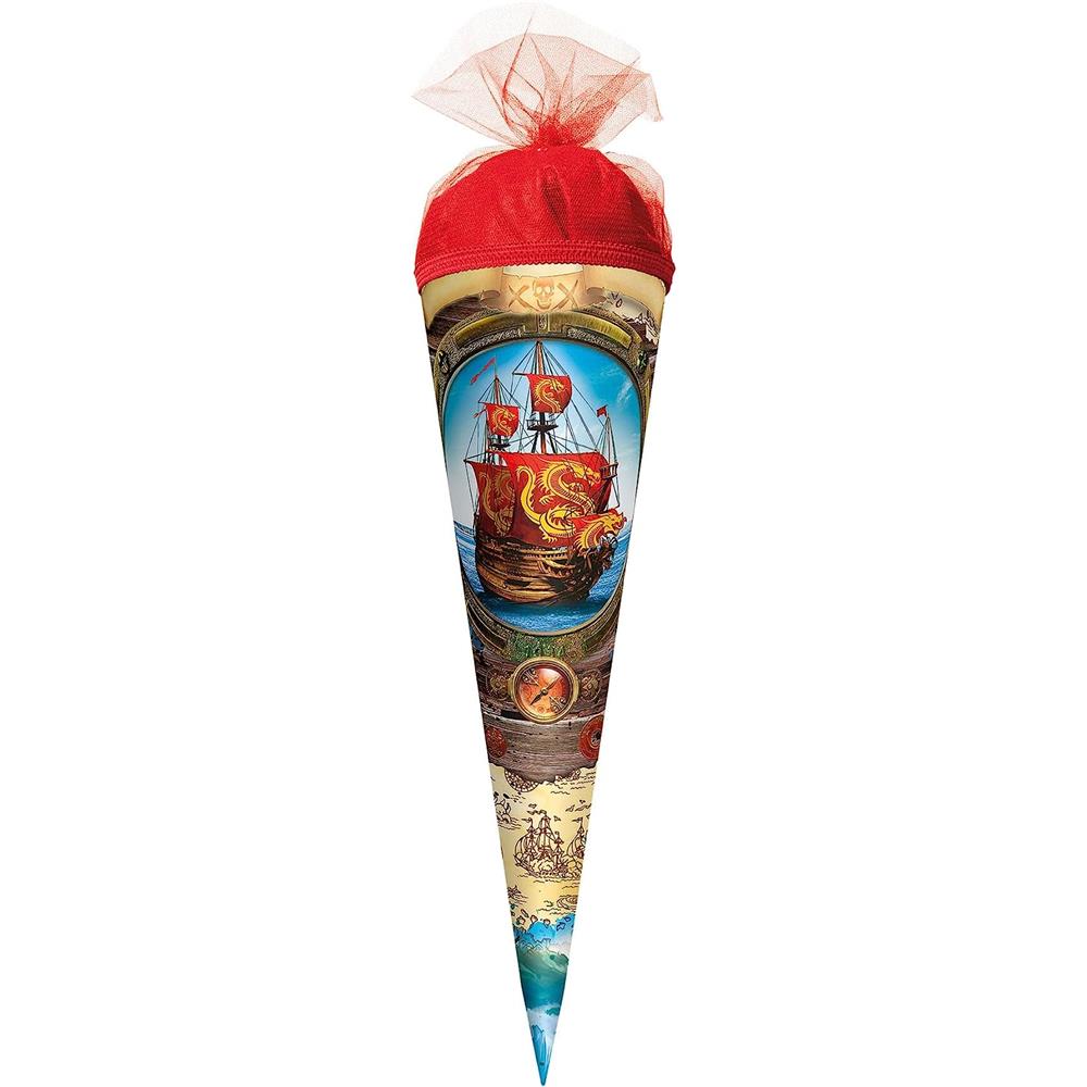 Roth Schultüte Piratenschiff, 50cm, rund, Tüllverschluss