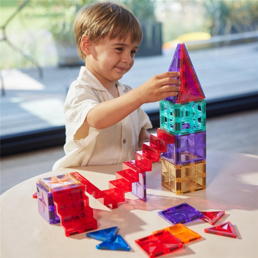 Cleverclixx Treppen Set Knallfarben 34 Teile, Magnetspielzeug, erweiterbare Sets