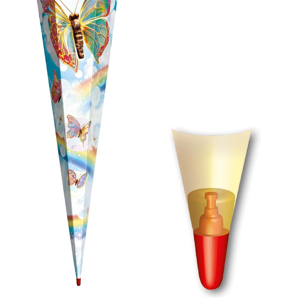 Roth Schultüte Rainbow Butterfly, 85cm, eckig, Rot(h)-Spitze, Tüllverschluss