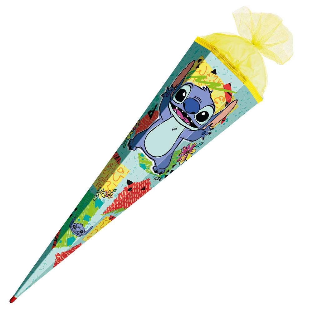 Roth Schultüte Disney Stitch, 85cm, eckig, Rot(h)-Spitze, Tüllverschluss