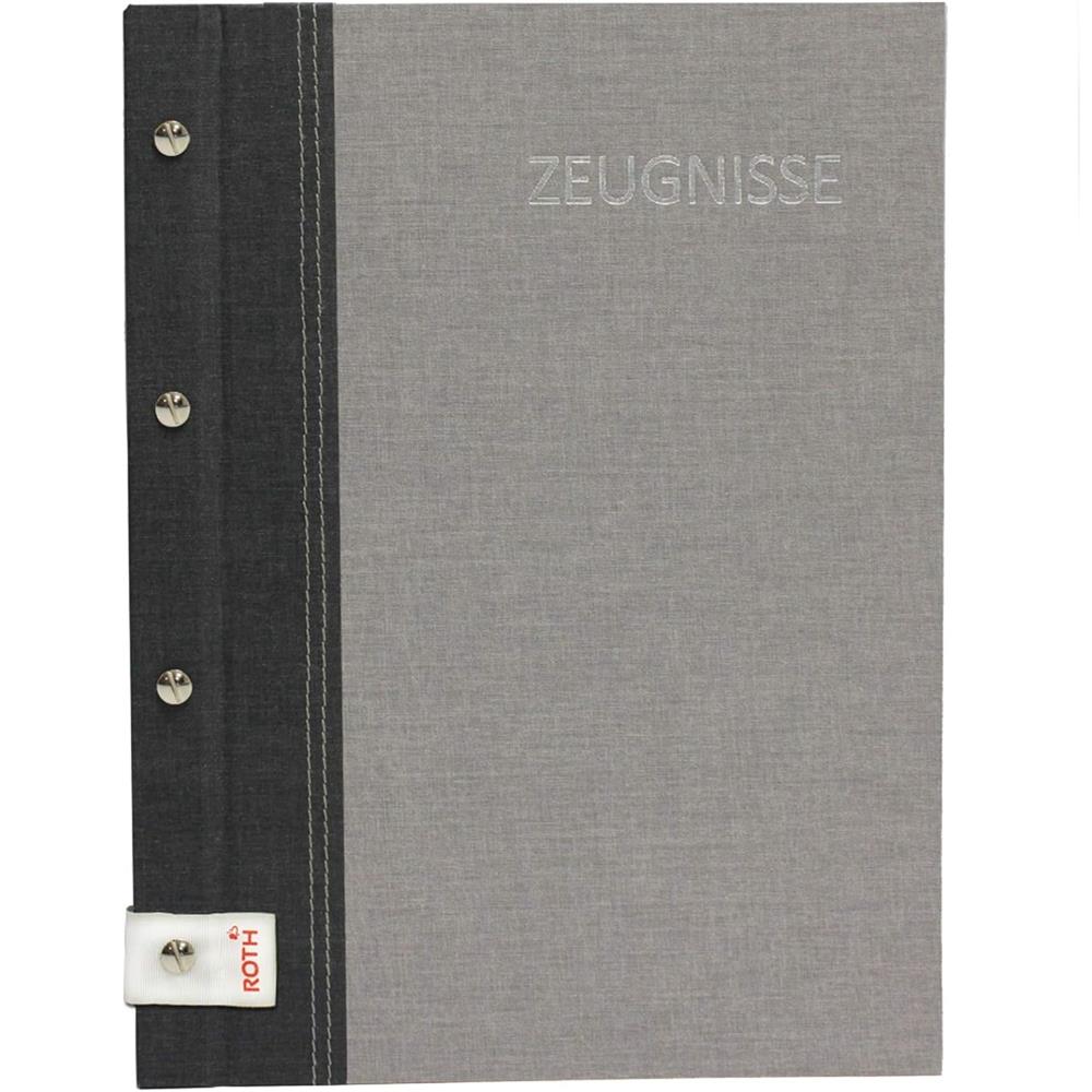 Roth Zeugnismappe Bicolor Dark Grey-Grey, mit 12 A4 Klarsichthüllen, im Buchleineinband